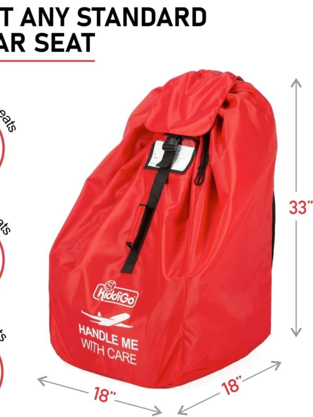 NEW Kiddi Go Car Seat Travel Bag Red Airline Gate Check Cover